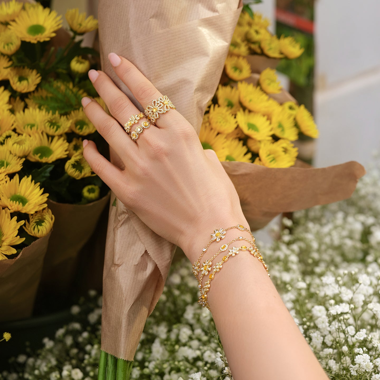 Daisy Mini Band Ring (Shipping from March 21th)