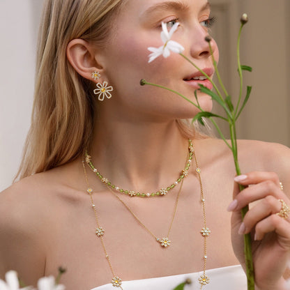 Daisy Long Yellow Crystal Necklace (Shipping from March 21th)