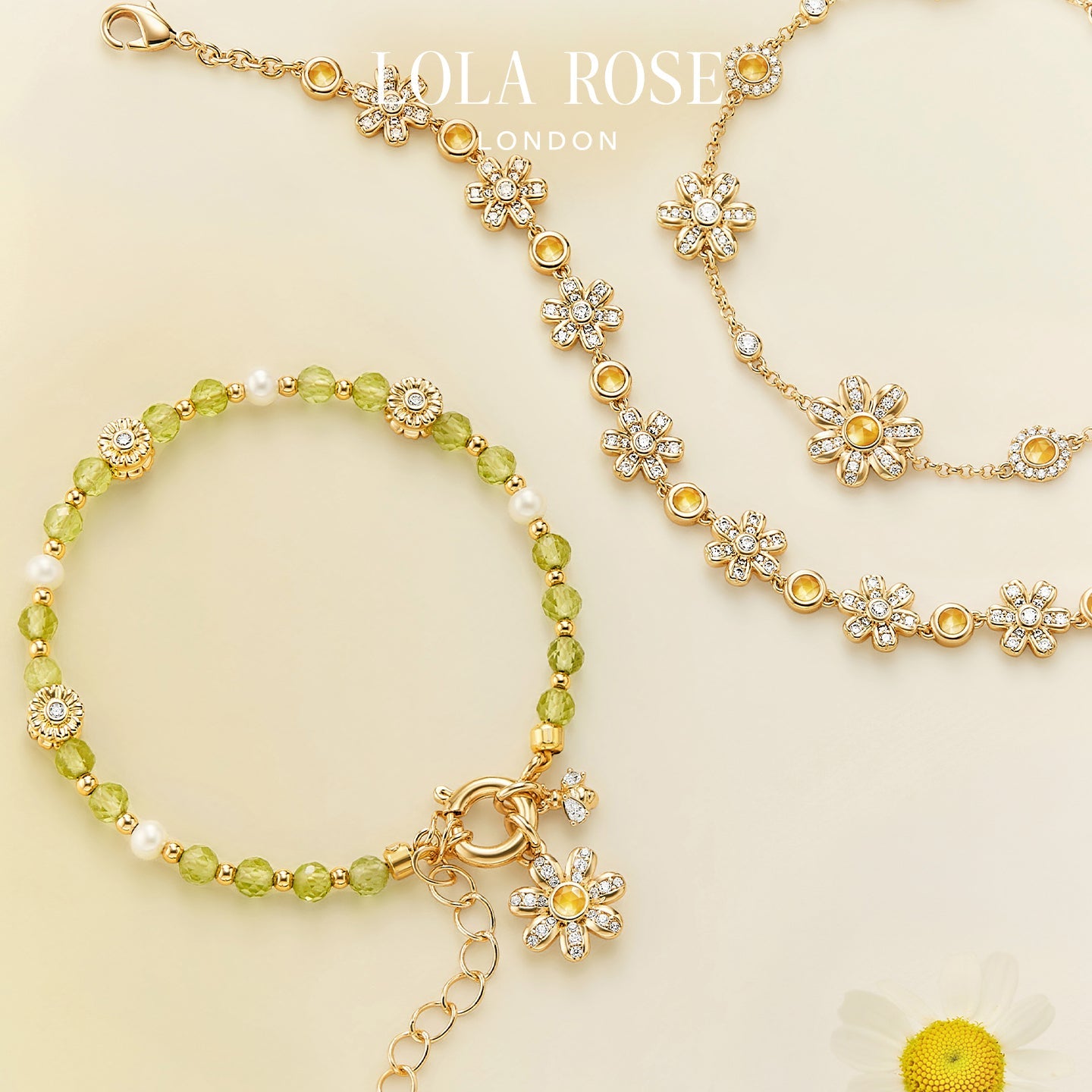 Daisy Cluster Yellow Crystal Bracelet